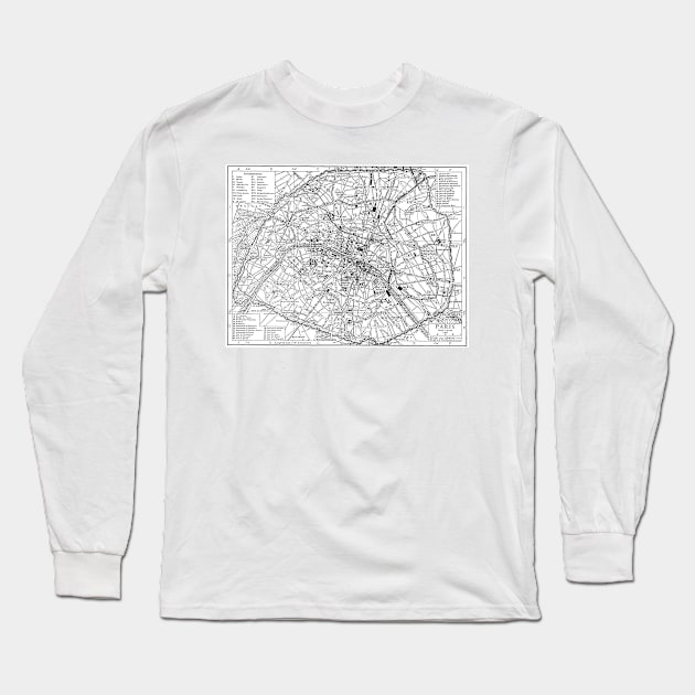 Vintage Map of Paris (1911) Long Sleeve T-Shirt by Bravuramedia